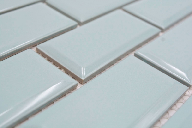 Mosaico ceramico verde menta lucido aspetto metro mosaico piastrelle cucina muro piastrelle backsplash bagno doccia muro MOS24-06M_f