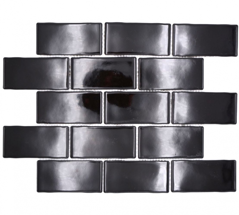 Mosaïque en céramique noire brillante aspect maçonnerie Carreau de cuisine Miroir de salle de bain Paroi de douche MOS26-112_f