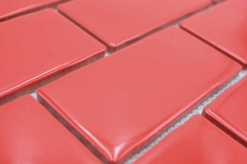 Ceramic mosaic red glossy masonry bond look mosaic tile kitchen wall tile backsplash bathroom shower wall MOS26-567_f