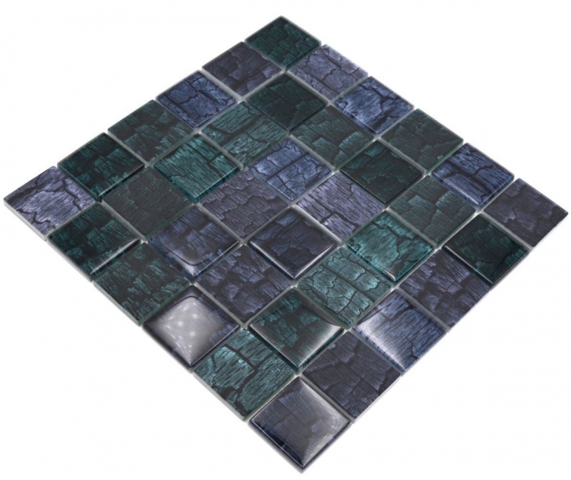 Piastrella di mosaico di vetro mosaico nero lucido aspetto floreale piastrella di mosaico parete cucina piastrella specchio bagno doccia parete MOS88-59P_f