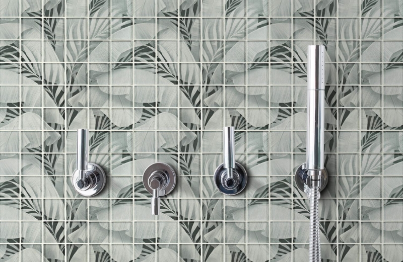 Mosaikfliese Glasmosaik grau glänzend Blumenoptik Mosaikfliese Küchenwand Fliesenspiegel Bad Duschwand MOS88-Pic03_f