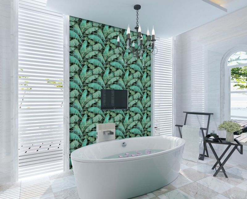Carreau de mosaïque Mosaïque de verre mix vert noir brillant aspect floral Carreau de mosaïque mur cuisine miroir salle de bain mur douche MOS88-Pic05_f