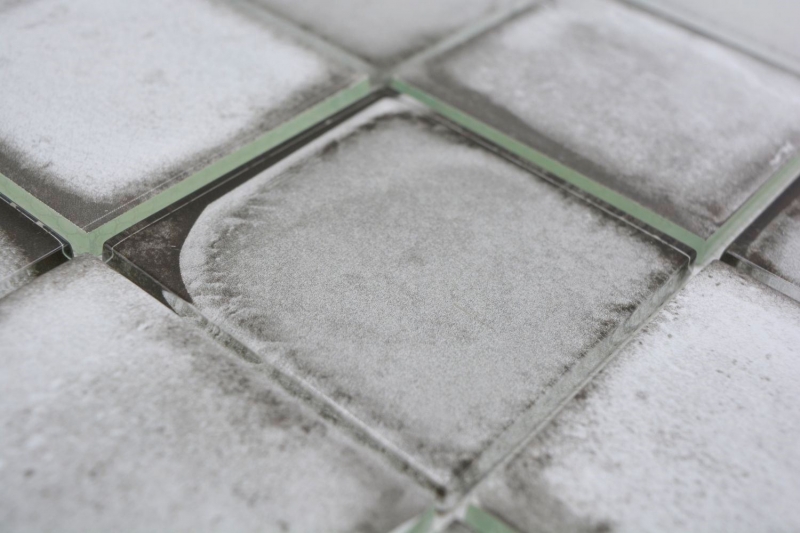 Carreau de mosaïque Mosaïque de verre gris clair brillant aspect ciment Carreau de mosaïque Mur de cuisine Miroir de salle de bain Mur de douche MOS88-S02_f