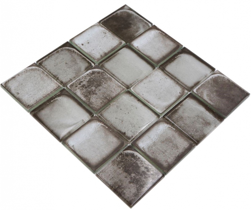 Mosaikfliese Glasmosaik grau glänzend Zementoptik Mosaikfliese Küchenwand Fliesenspiegel Bad Duschwand MOS88-S04_f