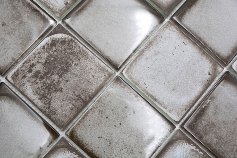 Carreau de mosaïque Mosaïque de verre gris brillant imitation ciment Carreau de cuisine Miroir de salle de bain Mur de douche MOS88-S04_f