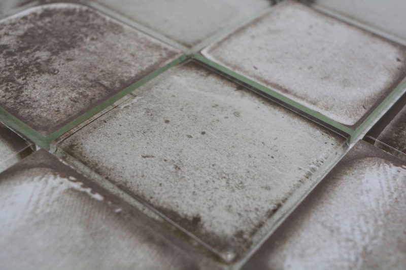 Piastrella di mosaico di vetro mosaico grigio lucido cemento look mosaico piastrelle cucina muro piastrelle specchio bagno doccia muro MOS88-S04_f