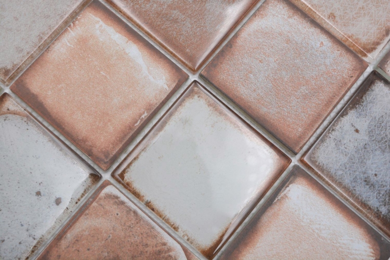Piastrella di vetro a mosaico beige chiaro lucido aspetto cemento piastrella di mosaico parete cucina piastrella specchio bagno doccia parete MOS88-S06_f