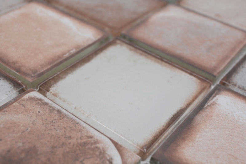 Piastrella di vetro a mosaico beige chiaro lucido aspetto cemento piastrella di mosaico parete cucina piastrella specchio bagno doccia parete MOS88-S06_f