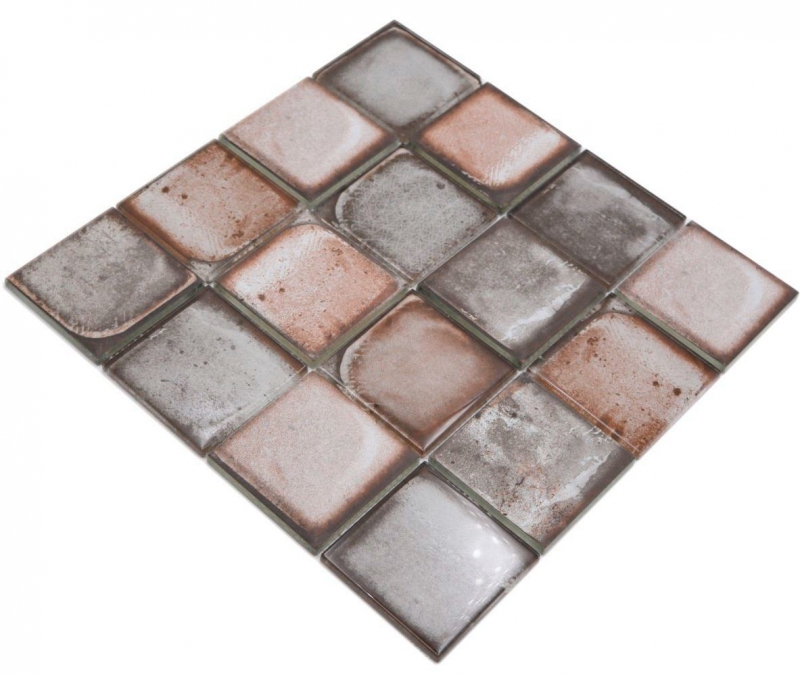 Piastrella di mosaico di vetro mosaico beige lucido aspetto cemento piastrella di mosaico muro cucina piastrella specchio bagno doccia muro MOS88-S08_f