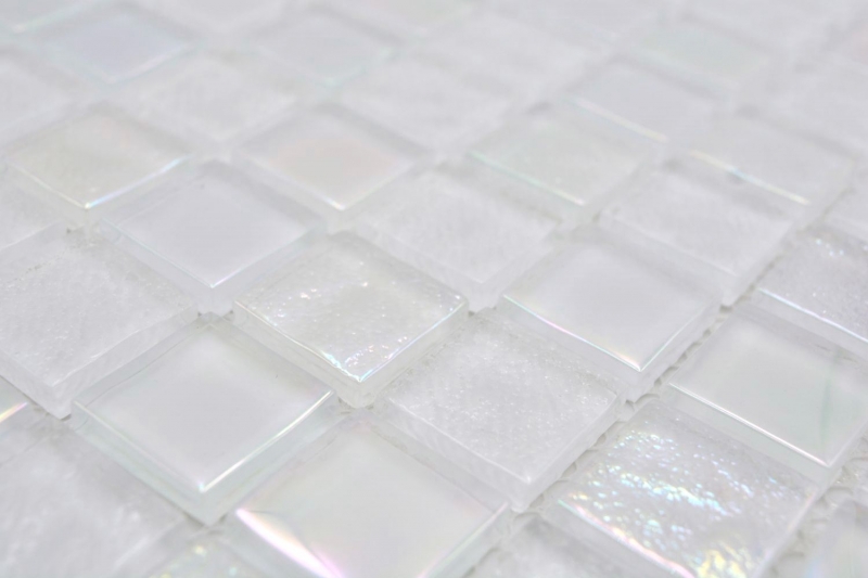 Mosaikfliese Glasmosaik iridium weiß glänzend Mosaikfliese Küchenwand Fliesenspiegel Bad Duschwand MOS65-S10_f