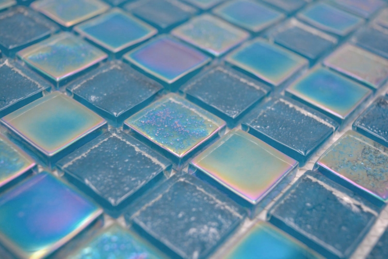 Mosaikfliese Glasmosaik iridium blau glänzend Mosaikfliese Küchenwand Fliesenspiegel Bad Duschwand MOS65-S63_f