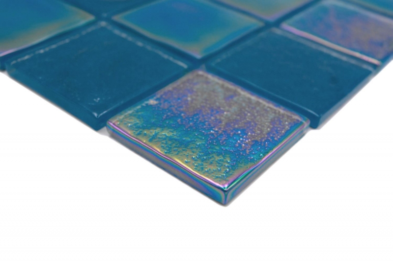 Mosaikfliese Glasmosaik iridium blau glänzend Mosaikfliese Küchenwand Fliesenspiegel Bad Duschwand MOS66-S63-48_f