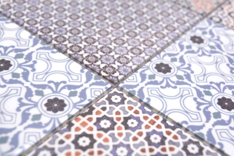 Piastrelle di mosaico autoadesive mix bianco/blu/arancione/grigio lucido look retro piastrelle di mosaico cucina piastrelle di parete specchio bagno MOS200-S1404_f