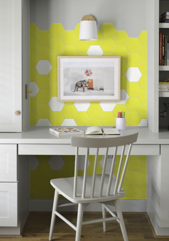 Mosaik Fliesen selbstklebend gelb matt Hexagonoptik Mosaikfliese Küchenwand Fliesenspiegel Bad MOS200-S07_f
