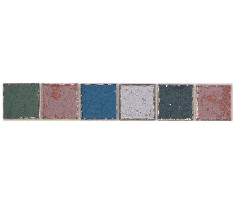 Bordure Borde Mosaïque multicolore mat aspect rétro Carreau de cuisine Miroir de salle de bain Mur de douche MOS24BOR-1234_f