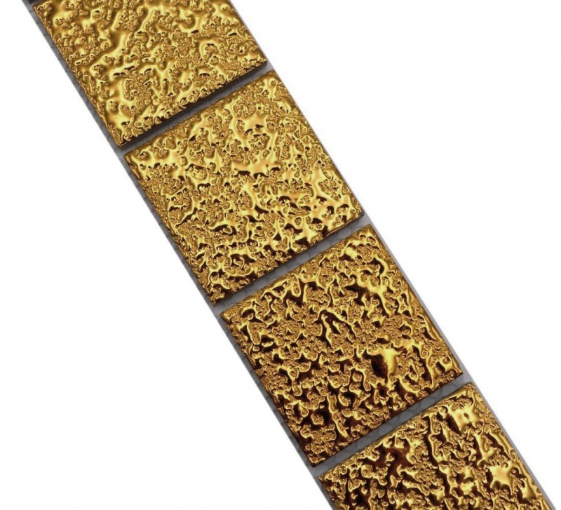 Bordüre Borde Mosaik gold glänzend Hammeroptik Mosaikfliese Küchenwand Fliesenspiegel Bad MOS16BOR-0707_f