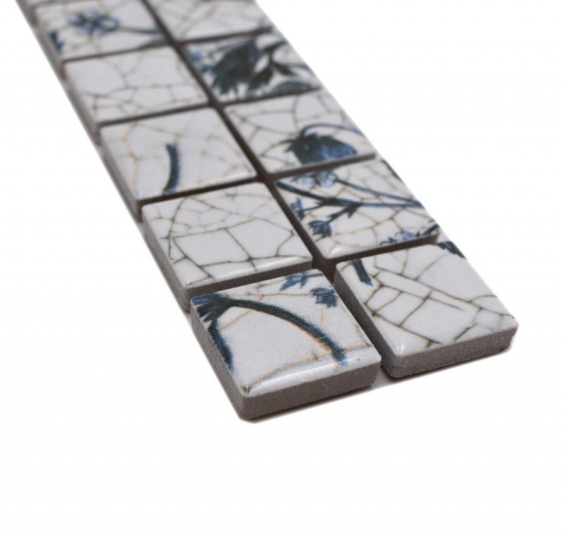 Bordüre Borde Mosaik mix weiß/blau glänzend Delfteroptik Mosaikfliese Küchenwand Fliesenspiegel Bad Duschwand MOS18DBOR-1404_f