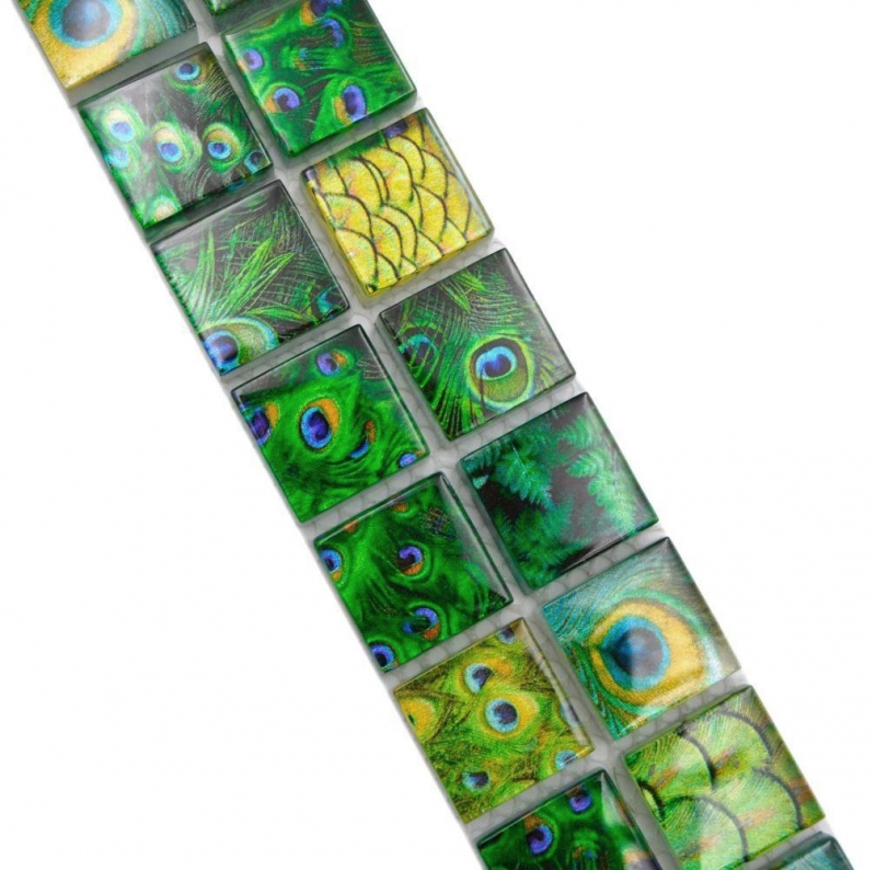 Bordüre Borde Mosaik grün glänzend Wildelifeoptik Mosaikfliese Küchenwand Fliesenspiegel Bad Duschwand MOS68BOR-WL84_f