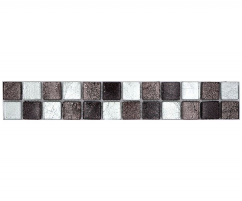 Bordure Borde Mosaik mix argent/ noir brillant Carreau de mosaïque mur de cuisine Miroir de salle de bain Mur de douche MOS126BOR-1783_f
