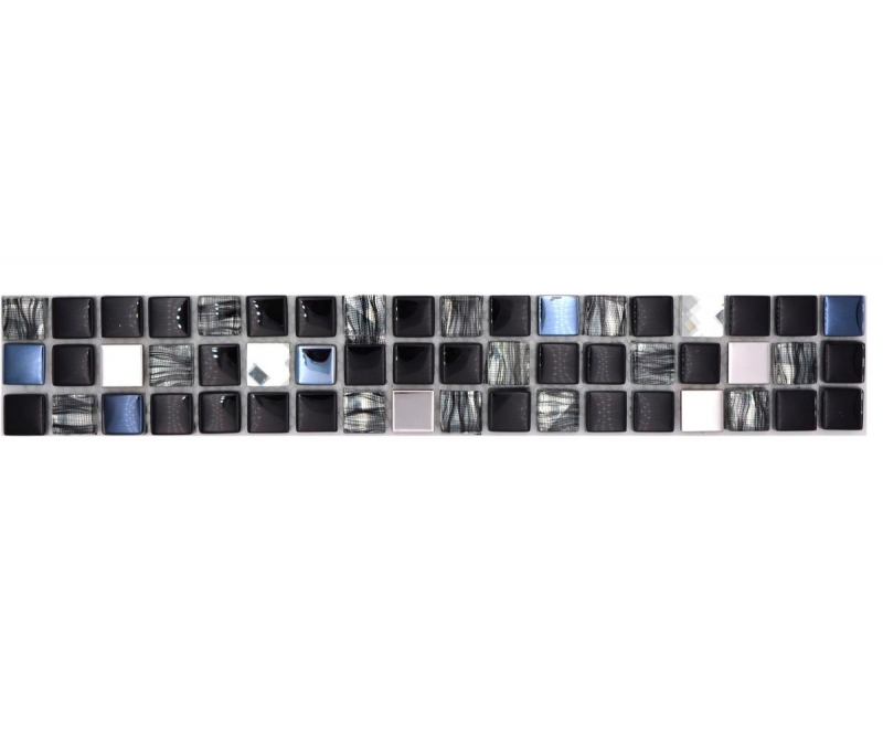 Bordure Borde Mosaik mix noir brillant Carreau de mosaïque mur de cuisine Miroir de salle de bain Mur de douche MOS92BOR-0304_f