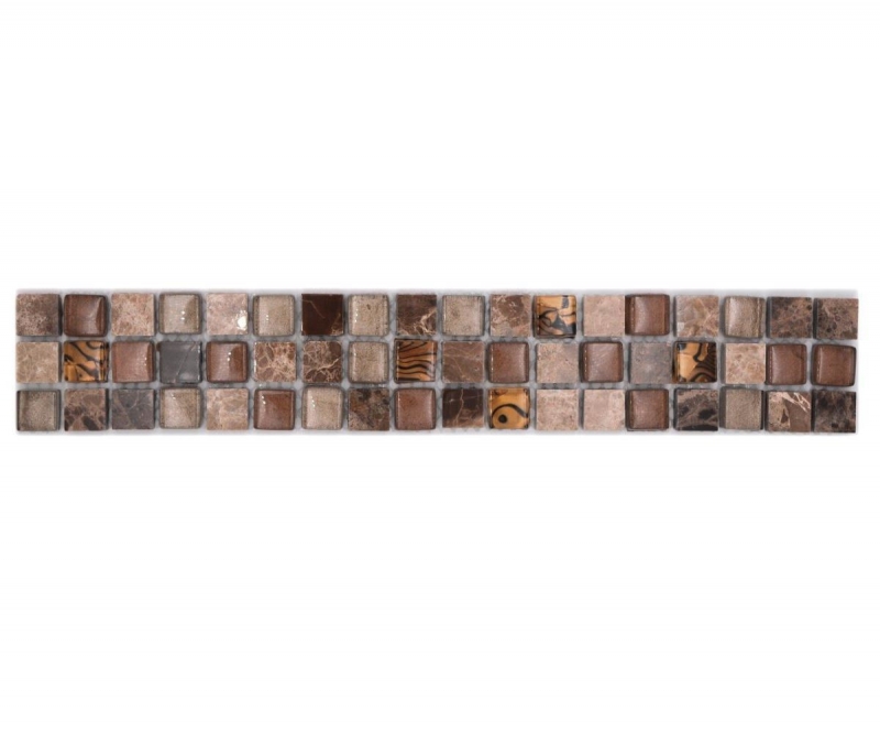 Bordüre Borde Mosaik mix beige/braun glänzend Mosaikfliese Küchenwand Fliesenspiegel Bad Duschwand MOS92BOR-1303_f