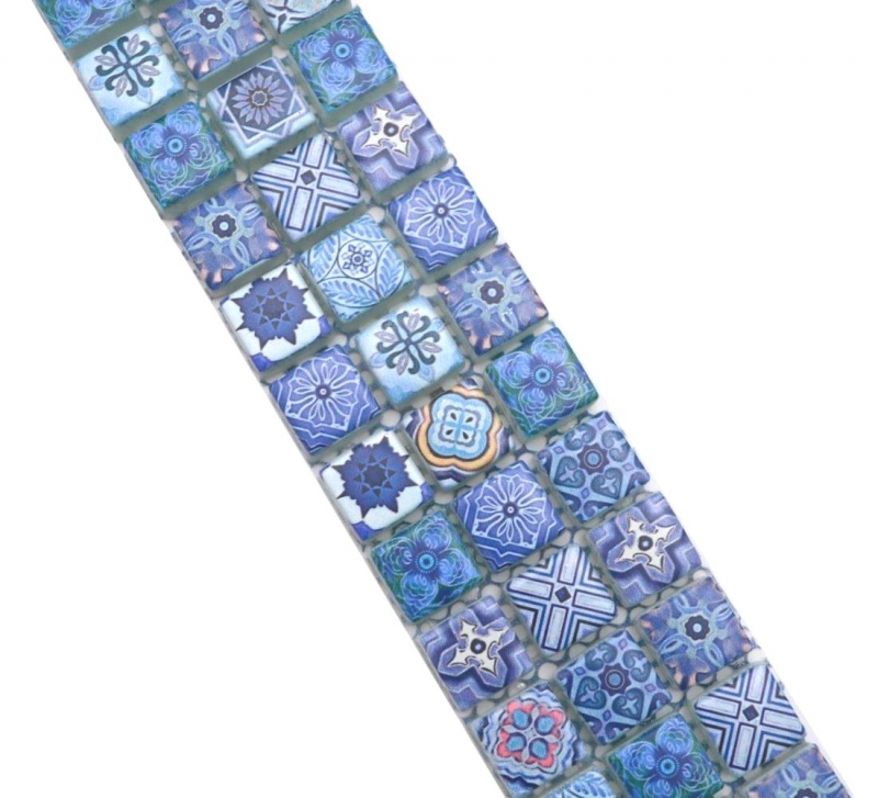 Bordüre Borde Mosaik blau matt Retrooptik Mosaikfliese Küchenwand Fliesenspiegel Bad Duschwand MOS78BOR-RB33_f