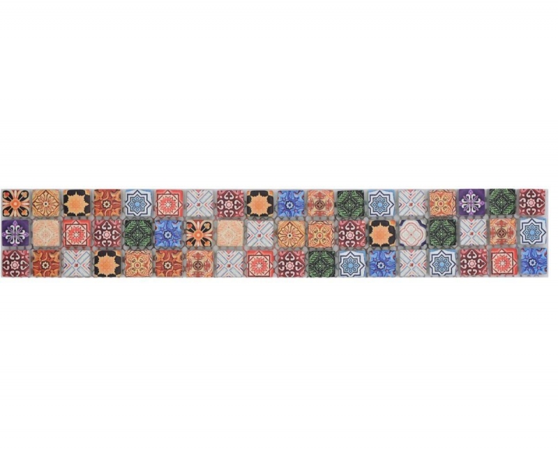 Bordure Borde Mosaïque multicolore mat aspect rétro Carreau de cuisine Miroir de salle de bain Paroi de douche MOS78BOR-RB83_f