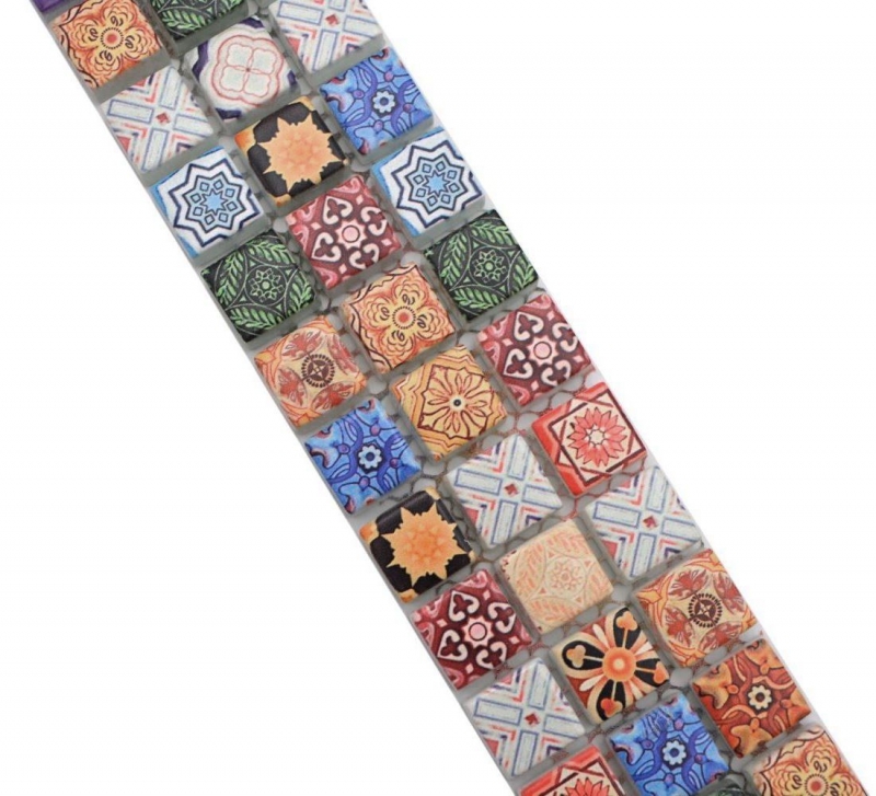 Bordüre Borde Mosaik mehrfarben matt Retrooptik Mosaikfliese Küchenwand Fliesenspiegel Bad Duschwand MOS78BOR-RB83_f