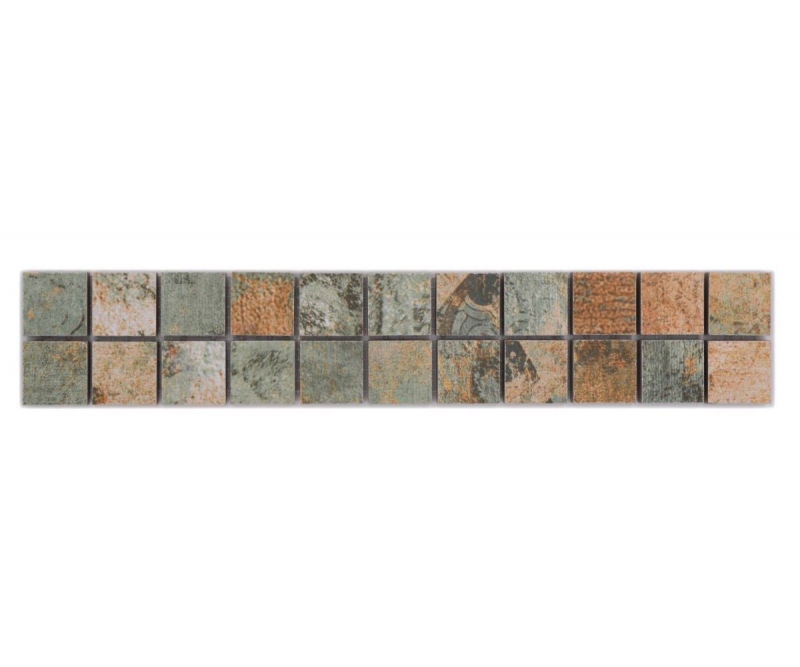 Bordüre Borde Mosaik mix beige/braun/grün matt Teppichoptik Mosaikfliese Küchenwand Fliesenspiegel Bad Duschwand MOS18BOR-25CB_f