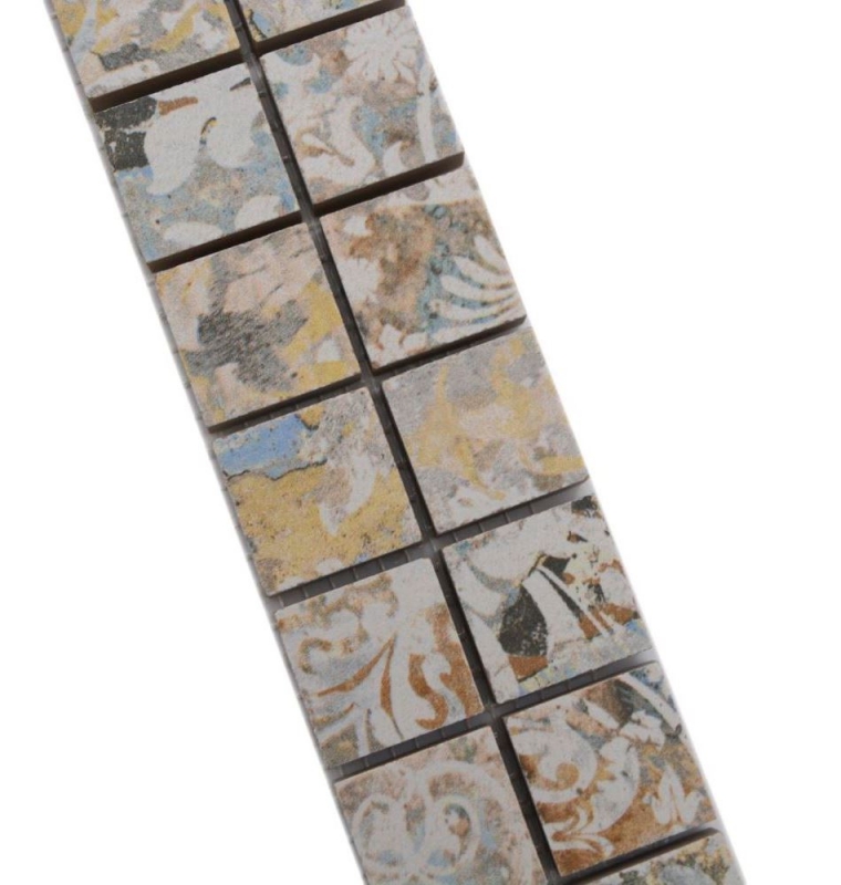 Bordüre Borde Mosaik mix leicht mehrfarbig matt Teppichoptik Mosaikfliese Küchenwand Fliesenspiegel Bad Duschwand MOS18BOR-25CS_f