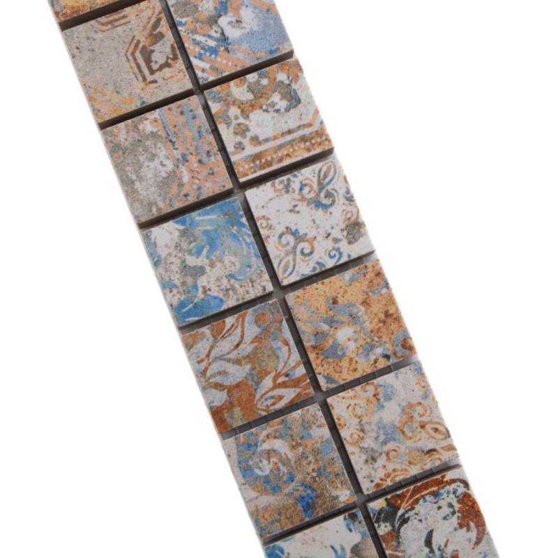 Bordüre Borde Mosaik mix stark mehrfarbig matt Teppichoptik Mosaikfliese Küchenwand Fliesenspiegel Bad Duschwand MOS18BOR-25CV_f