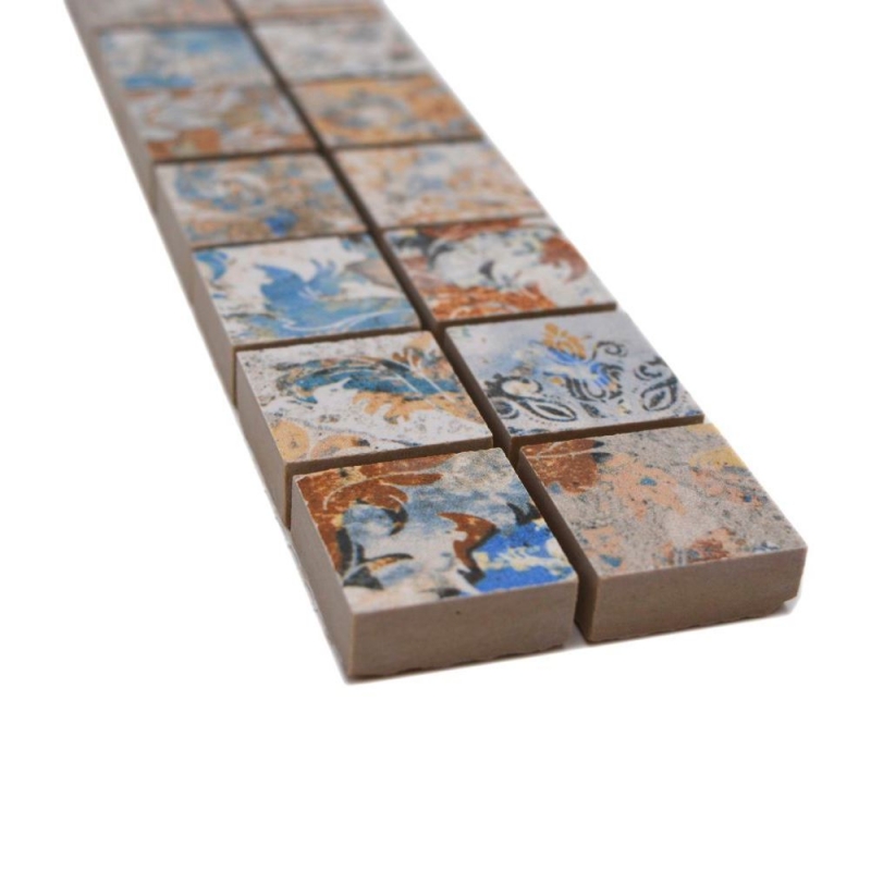 Bordüre Borde Mosaik mix stark mehrfarbig matt Teppichoptik Mosaikfliese Küchenwand Fliesenspiegel Bad Duschwand MOS18BOR-25CV_f