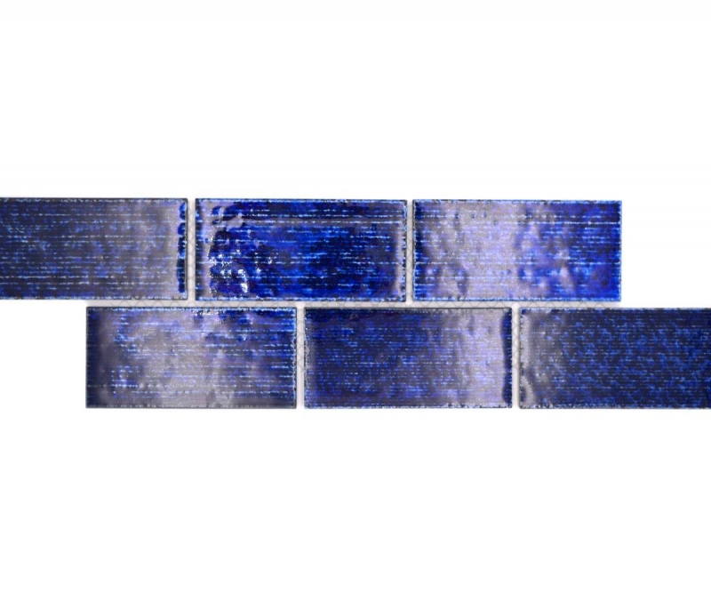 Bordure Borde Mosaïque bleu brillant aspect composite Carreau de cuisine Miroir de salle de bain Paroi de douche MOS26BOR-KAS6_f