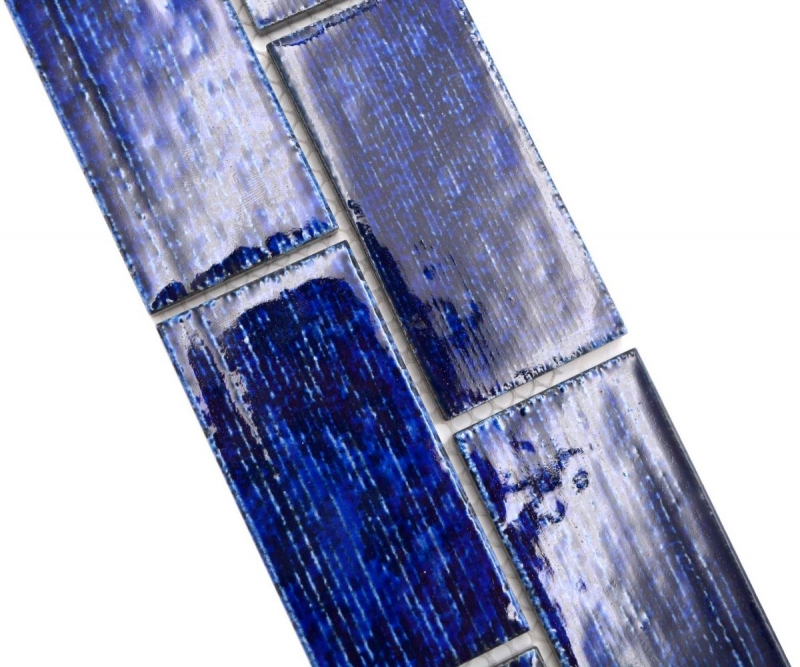 Bordure Borde Mosaïque bleu brillant aspect composite Carreau de cuisine Miroir de salle de bain Paroi de douche MOS26BOR-KAS6_f