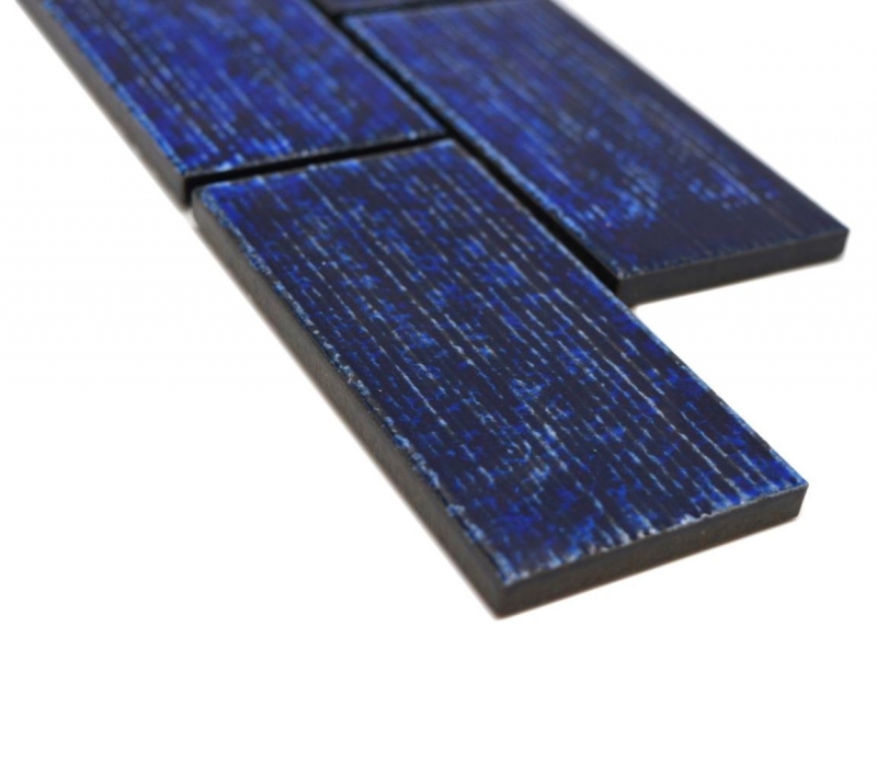 Bordüre Borde Mosaik blau glänzend Verbundoptik Mosaikfliese Küchenwand Fliesenspiegel Bad Duschwand MOS26BOR-KAS6_f