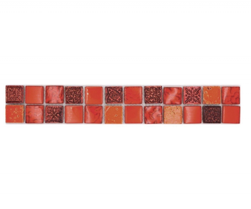 Bordure Borde Mosaïque mix rouge brillant aspect rétro carreau de mosaïque mur cuisine miroir salle de bain MOS83BOR-CB30_f