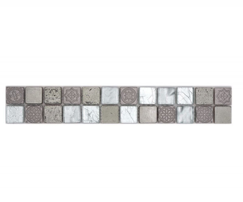 Border Border mosaic mix silver glossy retro look mosaic tile kitchen wall tile mirror bathroom MOS83BOR-CB33_f