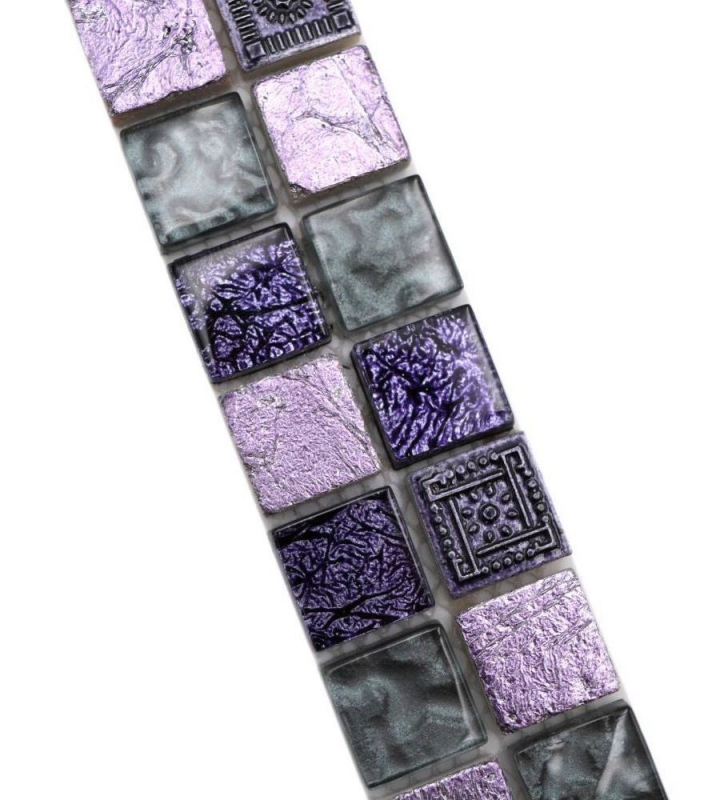Bordüre Borde Mosaik lila glänzend Retrooptik Mosaikfliese Küchenwand Fliesenspiegel Bad MOS83BOR-CB74_f
