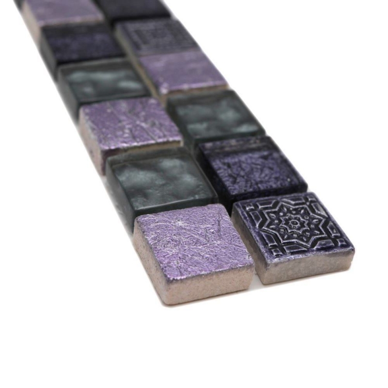 Bordüre Borde Mosaik lila glänzend Retrooptik Mosaikfliese Küchenwand Fliesenspiegel Bad MOS83BOR-CB74_f