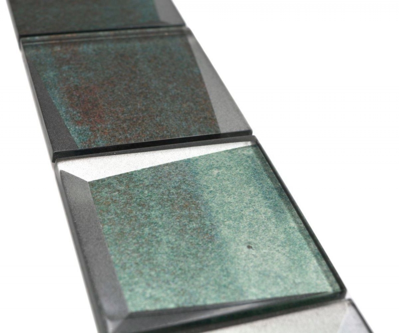 Bordüre Borde Mosaik grün glänzend 3D-Optik Mosaikfliese Küchenwand Fliesenspiegel Bad Duschwand MOS88BOR-XB20_f