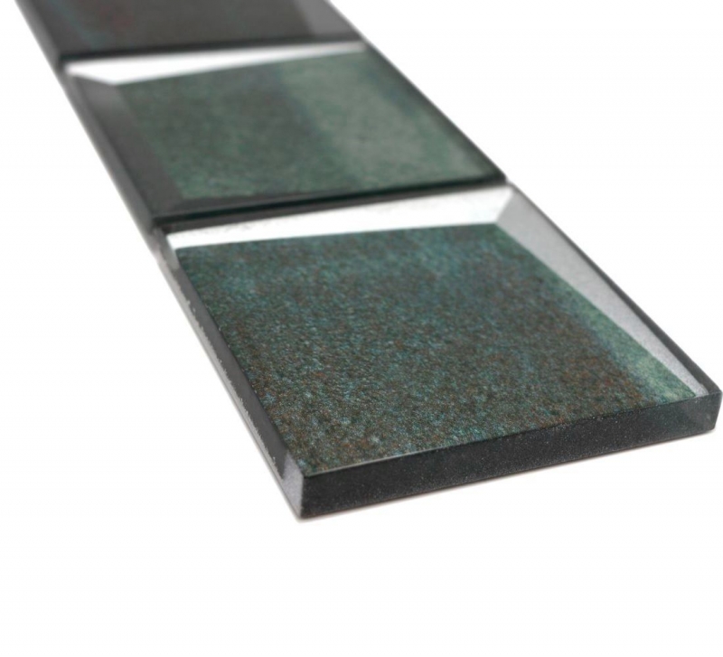 Bordüre Borde Mosaik grün glänzend 3D-Optik Mosaikfliese Küchenwand Fliesenspiegel Bad Duschwand MOS88BOR-XB20_f