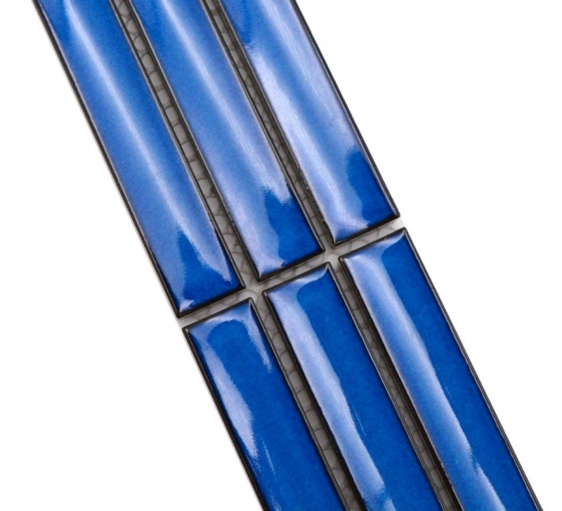 Bordüre Borde Mosaik blau glänzend Stäbchenoptik Mosaikfliese Küchenwand Fliesenspiegel Bad Duschwand MOS24BOR-CS46_f