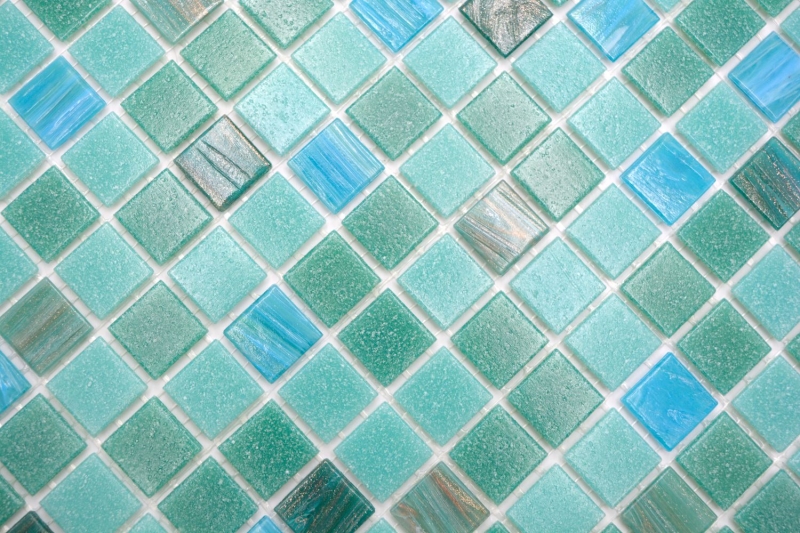 Glasmosaik Mosaikfliese mix türkis grün kupfer glänzend Pooloptik Mosaikfliese Küchenwand Fliesenspiegel Bad Duschwand MOS200-SMT_f