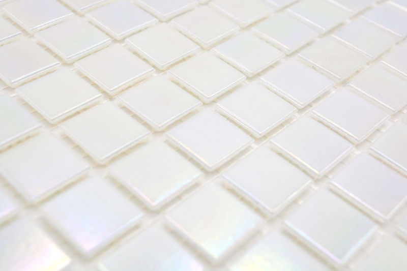 Glasmosaik Mosaikfliese Iridium Weiss Flip Flop Farbe glänzend Pooloptik Mosaikfliese Küchenwand Fliesenspiegel Bad Duschwand MOS240-WA02-P_f