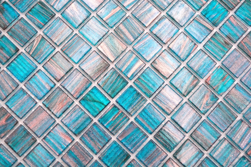 Mosaico di vetro piastrella di mosaico blu turchese perla genziana rame lucido aspetto piscina piastrella di mosaico cucina piastrella di parete specchio bagno doccia parete MOS230-G62_f