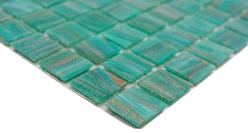 Glasmosaik Mosaikfliese Grün Türkis Kupfer glänzend Pooloptik Mosaikfliese Küchenwand Fliesenspiegel Bad Duschwand MOS230-G65_f