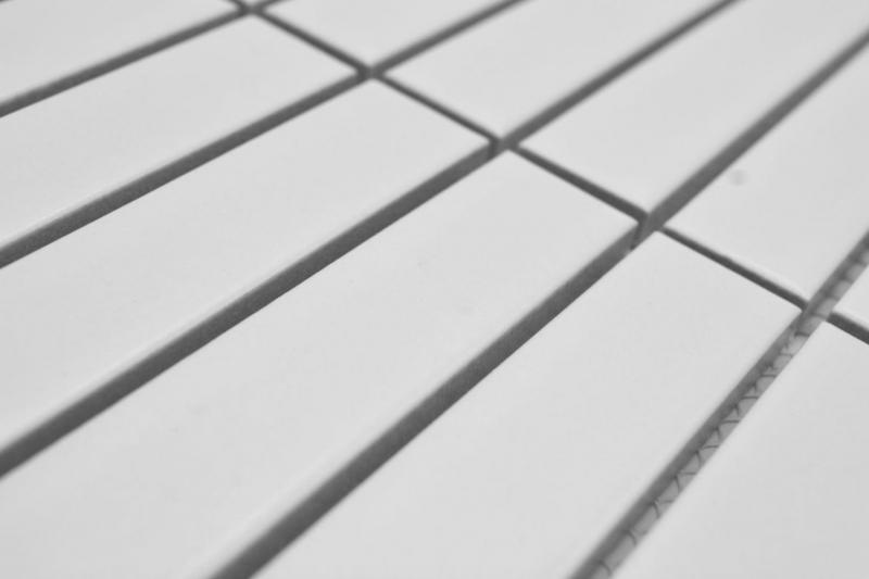 Hand-painted ceramic mosaic rods Modern Art white matt MOS24-S20_m