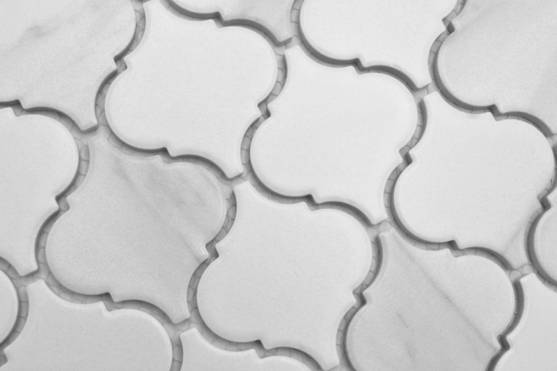 Hand-painted ceramic mosaic Florentine Carrara Vintage white gray matt MOS13-0201_m