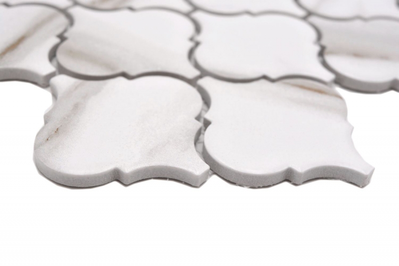 Handmuster Keramik Mosaik Florentiner Calacatta Vintage weiß graubraun matt MOS13-0204_m