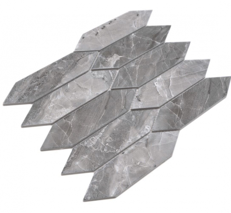 Échantillon manuel de mosaïque céramique Hexagone hexagonal aspect pierre allongé gris foncé mat MOS13-L0208_m